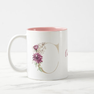 Personalisiertes Monogramm Gold Buchstabe C Rosa B Zweifarbige Tasse