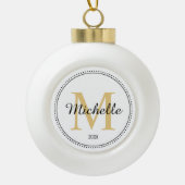 Personalisiertes Monogramm Gold Keramik Kugel-Ornament (Vorderseite)