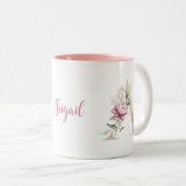 Personalisiertes Monogramm Gold Letter A Rosa Farb Zweifarbige Tasse (VorderseiteRechts)