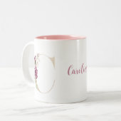 Personalisiertes Monogramm Gold Letter C Rosa Farb Zweifarbige Tasse (Vorderseite Links)