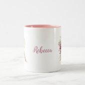 Personalisiertes Monogramm Gold Letter R Rosa Farb Zweifarbige Tasse (Mittel)