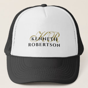 Personalisiertes Monogramm Gold Schwarz Minimalist Truckerkappe
