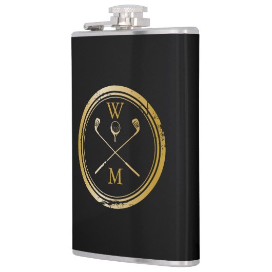 Personalisiertes Monogramm Gold und Schwarz Flachmann (Links)