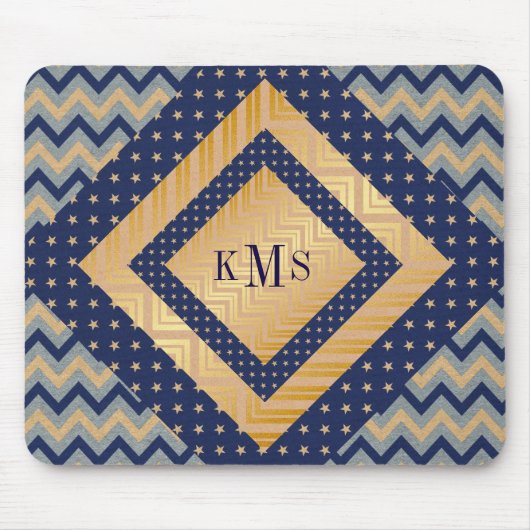 Personalisiertes Monogramm Golden Nautical Mousepa Mousepad (Vorne)