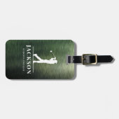Personalisiertes Monogramm Golfer aus grün gebürst Gepäckanhänger (Vorderseite horizontal)