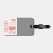 Personalisiertes Monogramm Grau und Koralle Gepäckanhänger (Rückseite horizontal)