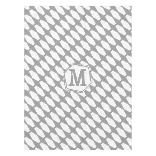 Personalisiertes Monogramm, graues geometrisches M Tischdecke (Vorderseite)