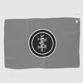 Personalisiertes Monogramm-graues Golf-Tuch Golfhandtuch (Horizontal)