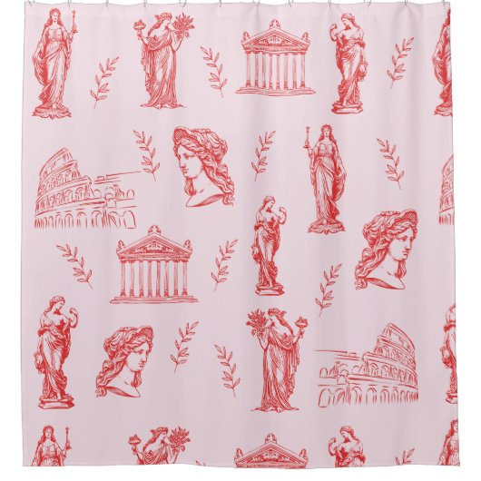 Personalisiertes Monogramm griechisches Statuenges Duschvorhang (Vorderseite)