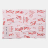 Personalisiertes Monogramm griechisches Statuenges Geschirrtuch (Horizontal)