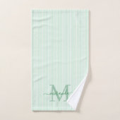 Personalisiertes Monogramm Grün-Weiß-Gestreift Badhandtuch Set (Handtuch)
