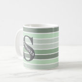 Personalisiertes Monogramm "Grüne Farbtöne" gestri Kaffeetasse (Vorderseite Links)