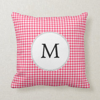 Personalisiertes Monogramm Hahnentrittmuster Rosa Kissen