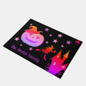 Personalisiertes Monogramm Halloween-Kürbisgesicht Fußmatte (Schrägansicht)