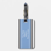 Personalisiertes Monogramm-hellblaue schwarze Gepäckanhänger (Rückseite vertikal)