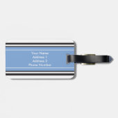 Personalisiertes Monogramm-hellblaue schwarze Gepäckanhänger (Rückseite horizontal)