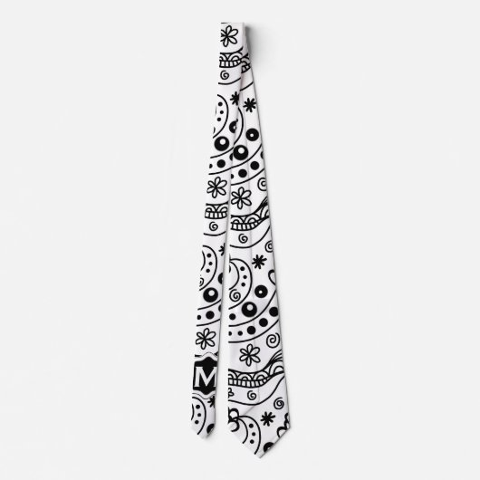 Personalisiertes Monogramm Herz Liebe Doodle Muste Krawatte (Rückseite)