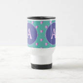 Personalisiertes Monogramm Herz Lilac Aquamarin Reisebecher (Mittel)