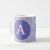 Personalisiertes Monogramm Herz Lilac Kaffeetasse (Vorderseite Links)