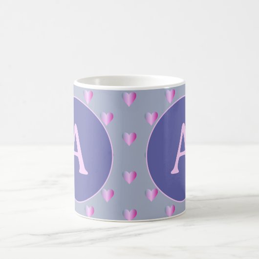 Personalisiertes Monogramm Herz Lilac Kaffeetasse (Mittel)