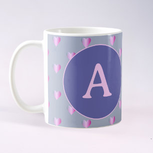 Personalisiertes Monogramm Herz Lilac Kaffeetasse
