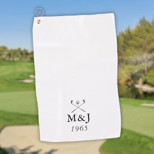 Personalisiertes Monogramm Hochzeit Jubiläumsdatum Golfhandtuch