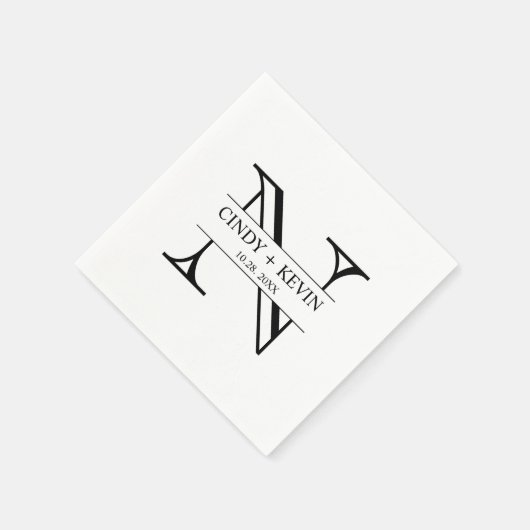 Personalisiertes Monogramm Hochzeitspapier Napkin Serviette (Ecke)