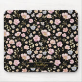 Personalisiertes Monogramm Hübsch Vintage Blumenmu Mousepad (Vorne)