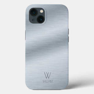 Personalisiertes Monogramm im gebürsteten Silber-L iPhone 13 Hülle