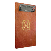 Personalisiertes Monogramm-Imitat-Leder Mini Klemmbrett (Schrägansicht)