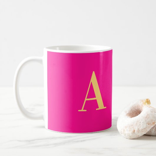 Personalisiertes Monogramm in Hellrosa Kaffeetasse (Mit Donut)