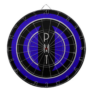 Personalisiertes Monogramm in Lila Blau Schwarz Dartscheibe