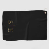 Personalisiertes Monogramm in Schwarz und Gold Golfhandtuch (Horizontal)