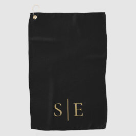 Personalisiertes Monogramm in Schwarz und Gold Golfhandtuch