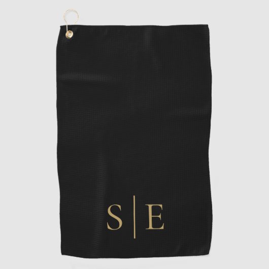 Personalisiertes Monogramm in Schwarz und Gold Golfhandtuch (Vorderseite)