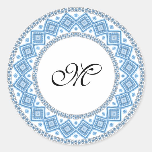 Personalisiertes Monogramm Initial Cross-stitch-Mu Runder Aufkleber (Vorderseite)