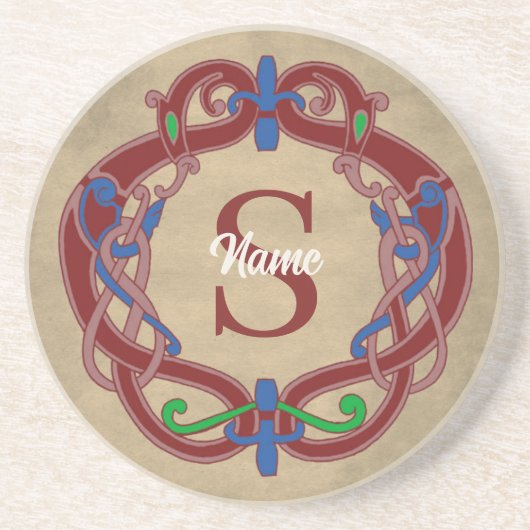 Personalisiertes Monogramm Initial keltisches Desi Getränkeuntersetzer (Vorne)