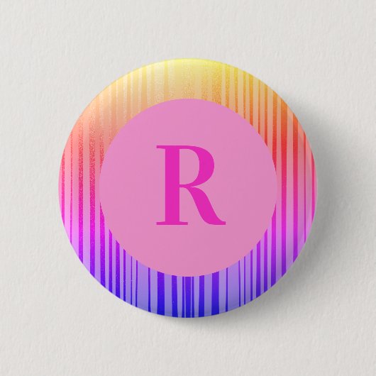 Personalisiertes Monogramm Initial Pink Ombre Button (Vorderseite)