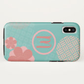 Personalisiertes Monogramm japanisches Muster Case-Mate iPhone Hülle (Rückseite (Horizontal))