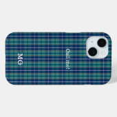 Personalisiertes Monogramm Kariertes Muster Blau u Case-Mate iPhone Hülle (Rückseite (Horizontal))