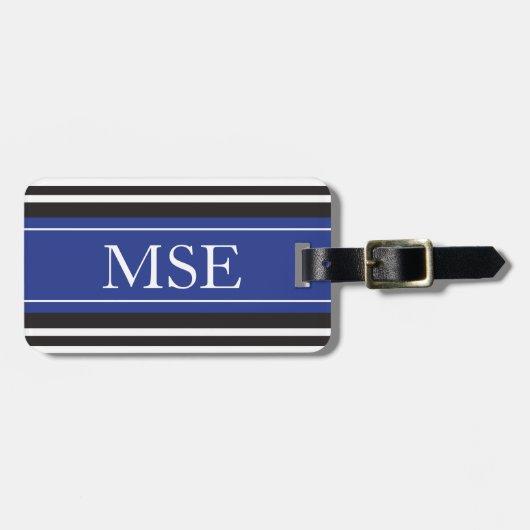 Personalisiertes Monogramm-königliche blaues Gepäckanhänger (Vorderseite horizontal)