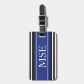 Personalisiertes Monogramm-königliche blaues Gepäckanhänger (Vorderseite vertikal)