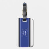 Personalisiertes Monogramm-königliche blaues Gepäckanhänger (Rückseite vertikal)