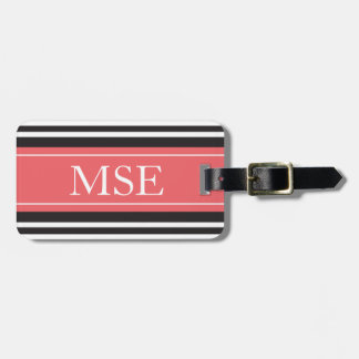 Personalisiertes Monogramm-korallenrote schwarze Gepäckanhänger