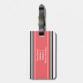 Personalisiertes Monogramm-korallenrote schwarze Gepäckanhänger (Rückseite vertikal)