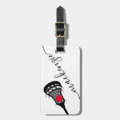 Personalisiertes Monogramm Larcrostick Schwarz-we Gepäckanhänger (Vorderseite vertikal)