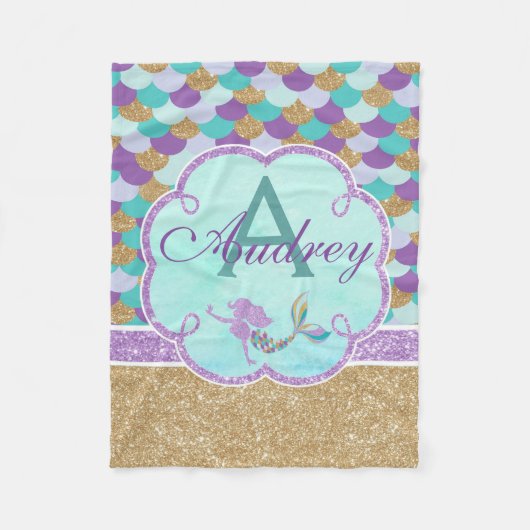 Personalisiertes Monogramm-Laufband Fleecedecke (Vorderseite)