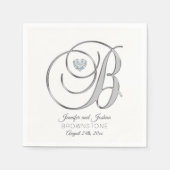 Personalisiertes Monogramm Letter B Silver Wedding Serviette (Vorderseite)