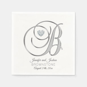 Personalisiertes Monogramm Letter B Silver Wedding Serviette