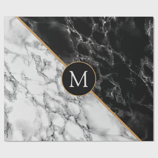Personalisiertes Monogramm-Letter-Marmorverpackung Geschenkpapier (Flach)